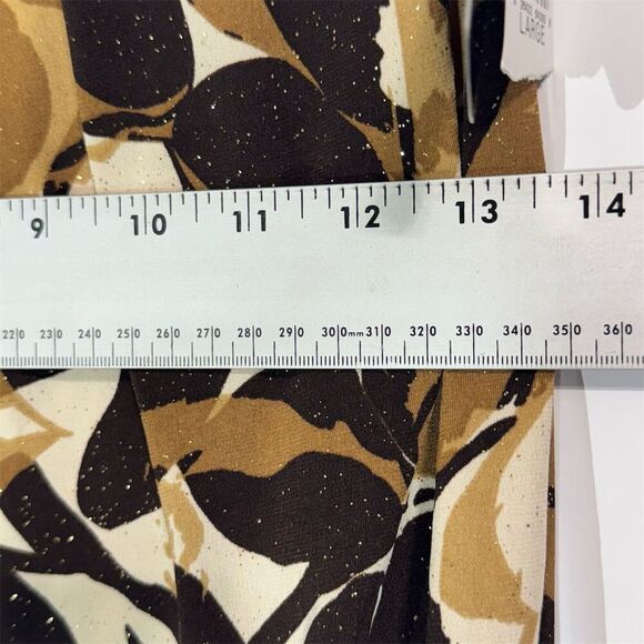 NWT BCX Beaded Halter Top L Brown Black Abstract Print Ruffle Hem Y2K USA Made - Picture 4 of 7